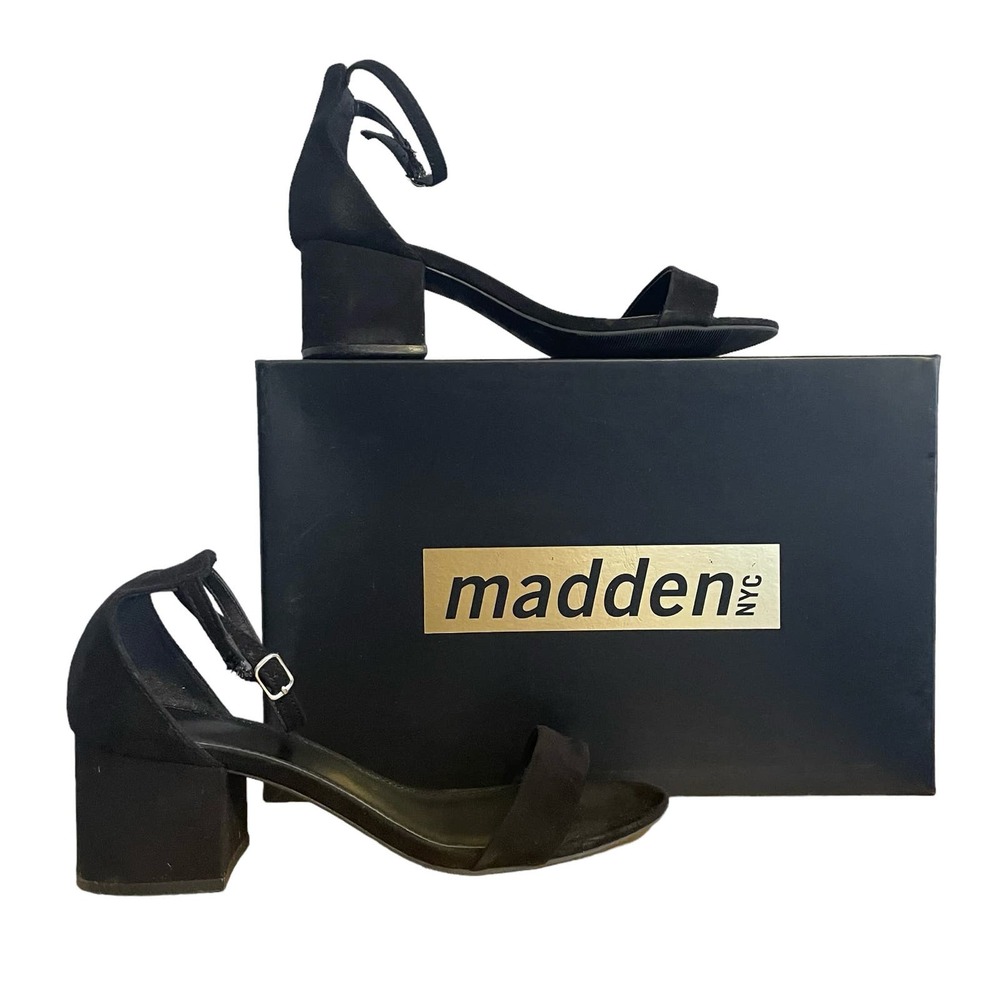 Madden NYC Black Isabell Chunky Heeled Sandals